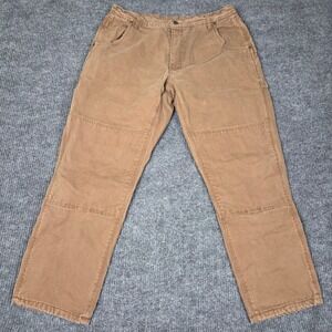 Lakin McKey Mens Brown Flannel Lined Double Knee Carpenter Pants 40x32 WO13184